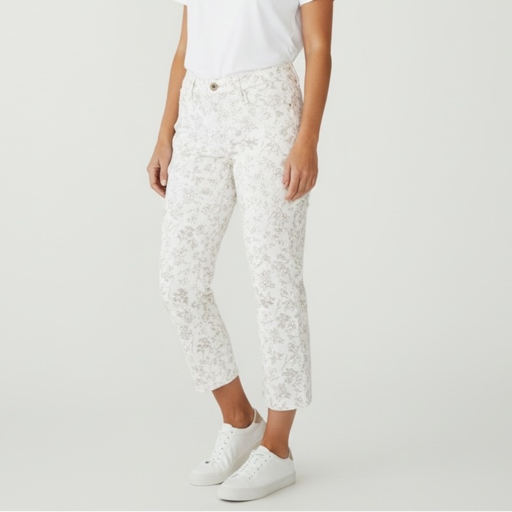 White Floral Cropped Pants - Women